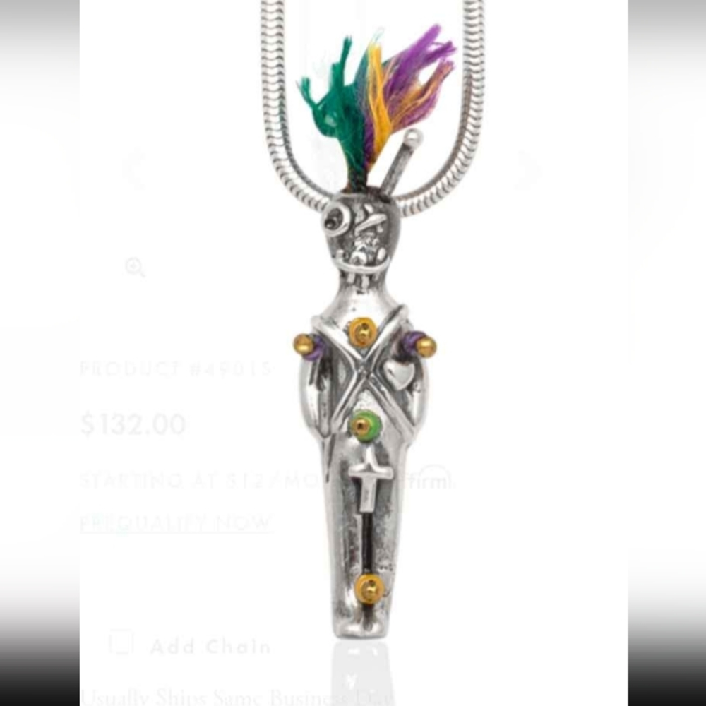 Mignon Faget sterling silver voodoo doll. No chain. New